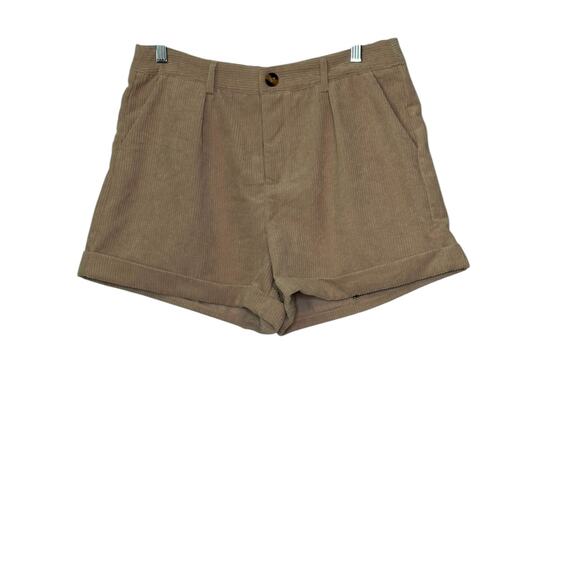 SHEIN beige corduroy pleated cuffed shorts size 8 - 10 - Picture 13 of 13
